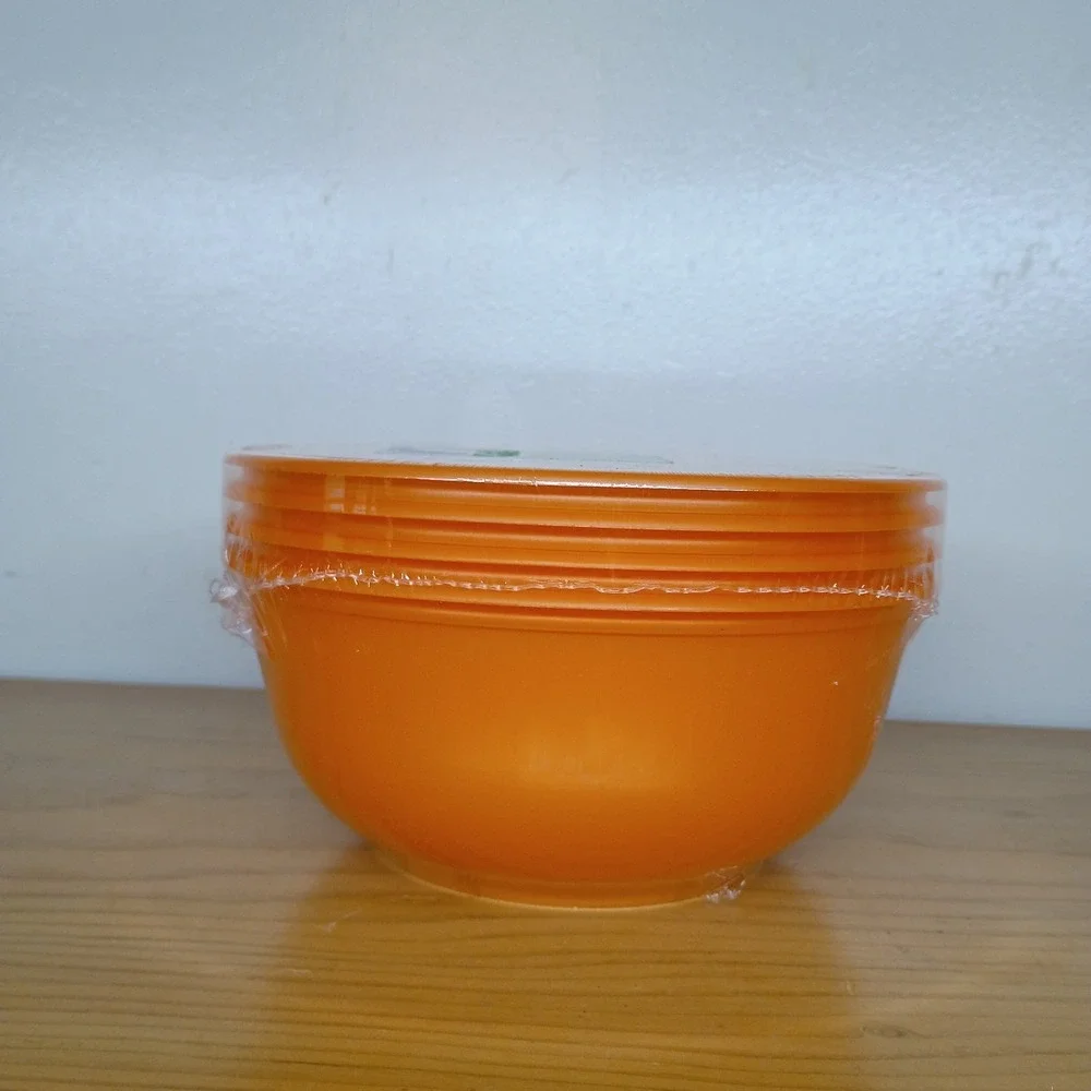 Vintage Packerware Orange Plastic Cereal Snack Bowls 6